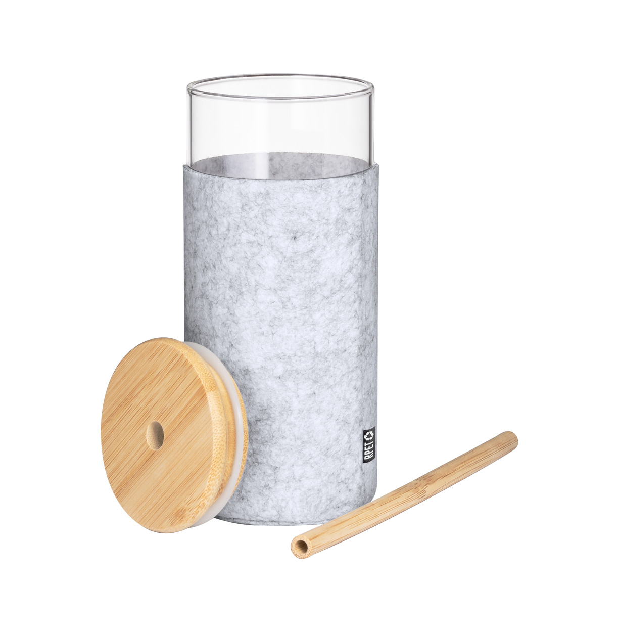 szklany kubek ze słomką Zilber