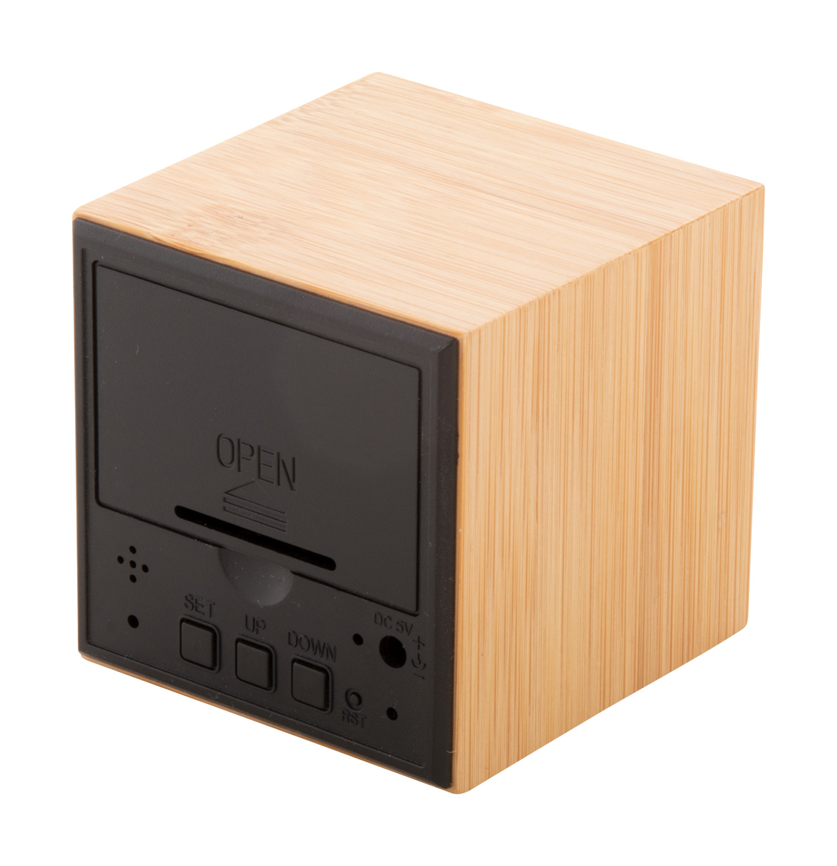 bambusowy zegar z alarmem Boolarm