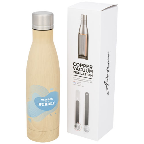 Vasa butelka z powierzchnią imitującą drewno oraz miedzianą izolacją próżniową o pojemności 500 ml