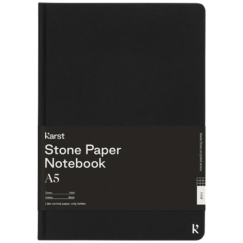 Notes A5 Karst® w twardej oprawie z papieru z kamienia – w kratkę