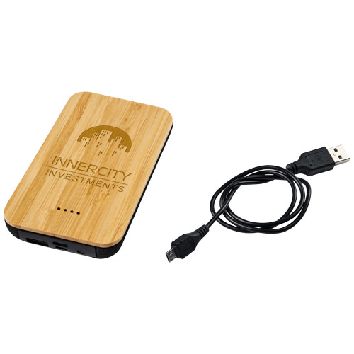 Bambusowy/materiałowy bezprzewodowy powerbank Future 6000 mAh