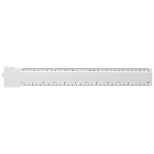 Linijka Tait o długości 30 cm wykonana z tworzywa sztucznego pochodzącego z recyklingu w kształcie domu