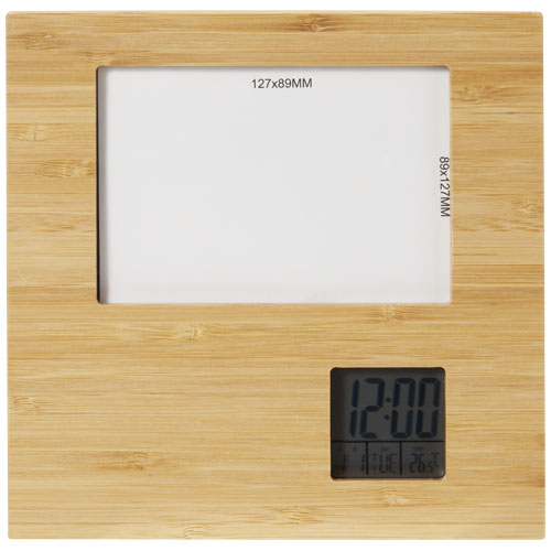 Sasa bambusowa ramka na zdjęcia ze stacją pogodową