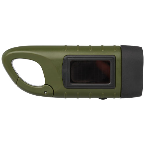 Helios latarka solarna z dynamem i karabińczykiem wykonana z tworzyw sztucznych pochodzących z recyklingu