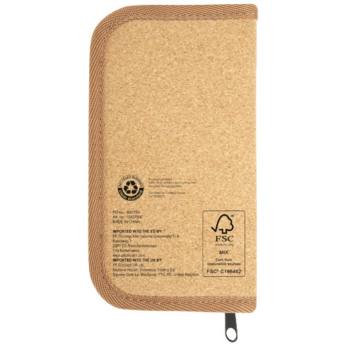 Spike 24-częściowy zestaw narzędzi z tworzyw sztucznych pochodzących z recyklingu z certyfikatem RCS z korkowym etui