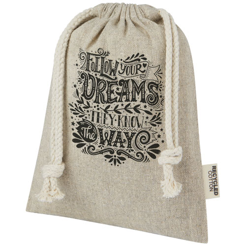 Pheebs torba na prezent z bawełny z recyklingu o gramaturze 150 g/m² i z certyfikatem GRS, mała o pojemności 0,5 l