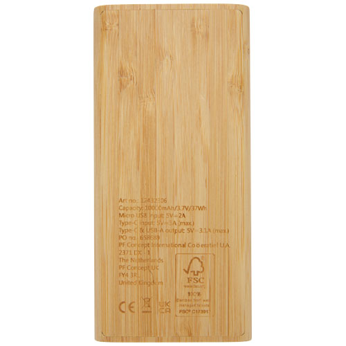 Powerbank Tulda o pojemności 10,000 mAh wykonany z bambusa