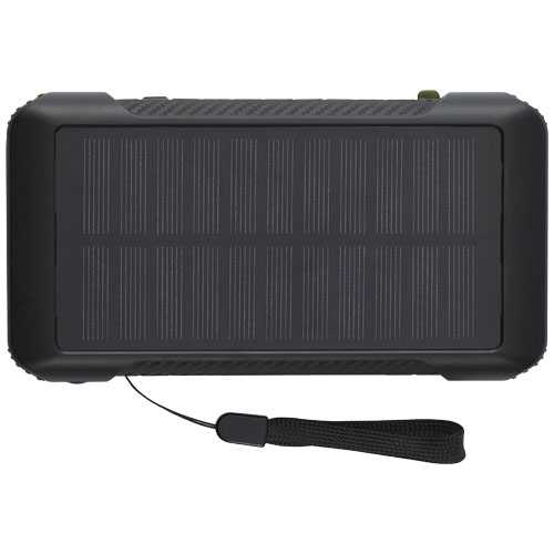 Soldy powerbank solarny o pojemności 10 000 mAh z dynamem wykonany z tworzyw sztucznych pochodzących z recyklingu z certyfika