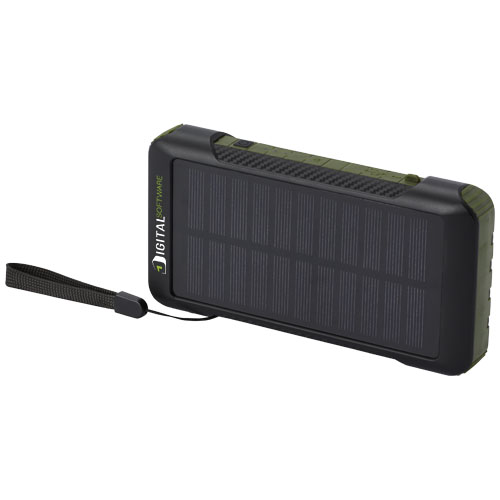 Soldy powerbank solarny o pojemności 10 000 mAh z dynamem wykonany z tworzyw sztucznych pochodzących z recyklingu z certyfika