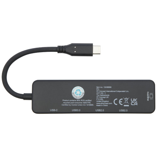 Loop adapter multimedialny USB 2.0-3.0 z portem HDMI wykonany z tworzyw sztucznych pochodzących z recyklingu z certyfikatem R